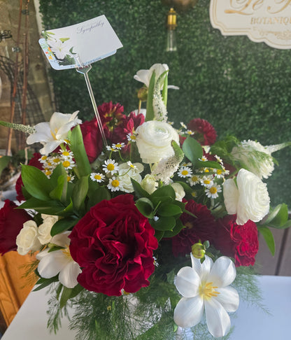 Grande Scarlet and Snow Arrangement