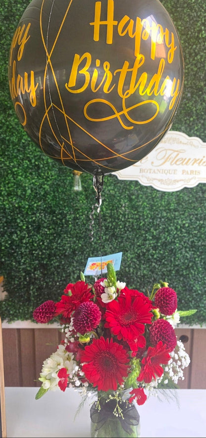 Vision In Red Arrangement with Balloon